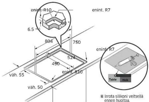 SAMSUNG NZ85C6057KK - Liesitason asentaminen - 4