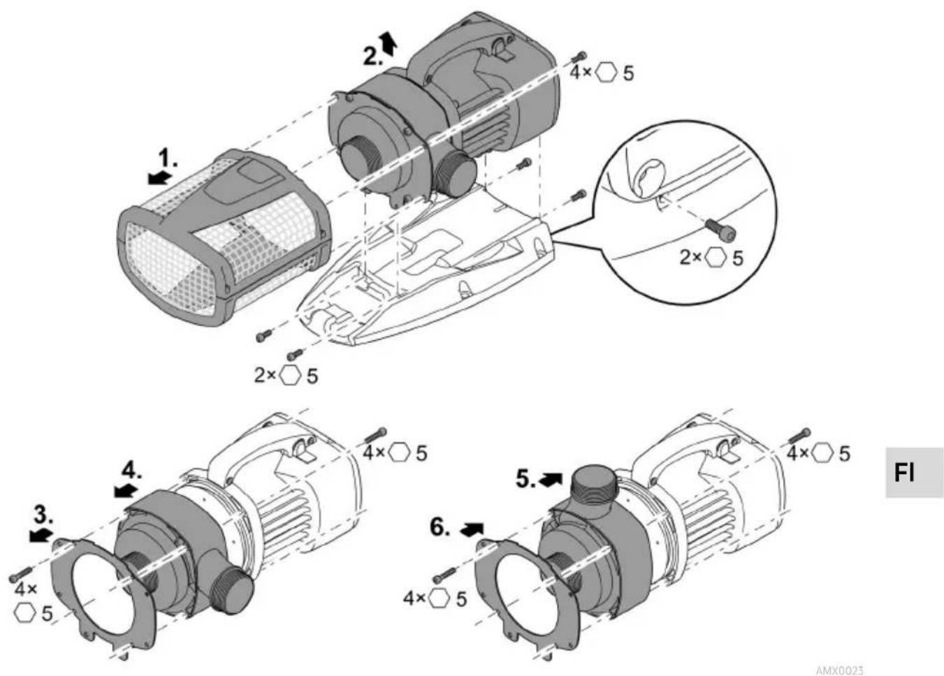 OASE AquaMax Eco Expert 21000 - Pumppukotion kääntäminen - 1