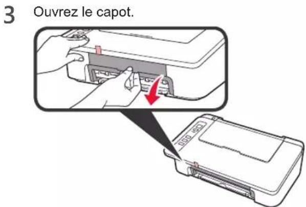 CANON PIXMA E304 - Retrait de la bande et mise sous tension - 5