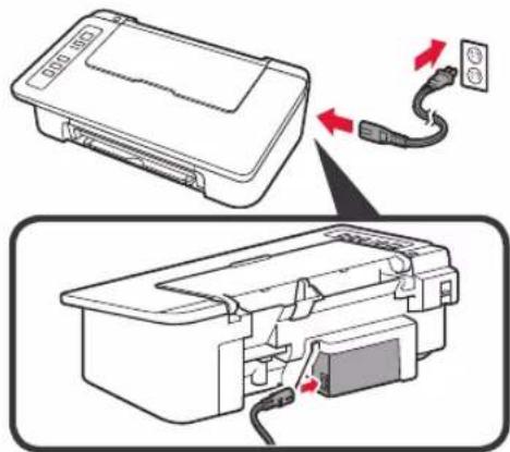 CANON PIXMA E304 - Retrait de la bande et mise sous tension - 8