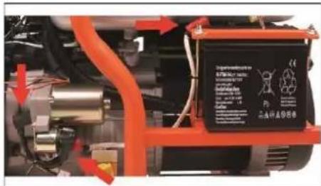 Fuxtec FXSG7500B - Connexion de la batterie - 1