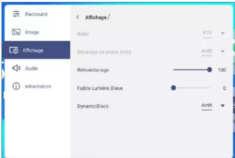 OPTOMA N3551K - Configuration des paramètres d'affichage - 1