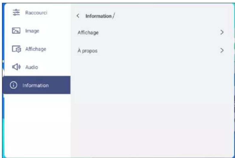 OPTOMA N3551K - Visualisation des informations sur l'appareil - 1