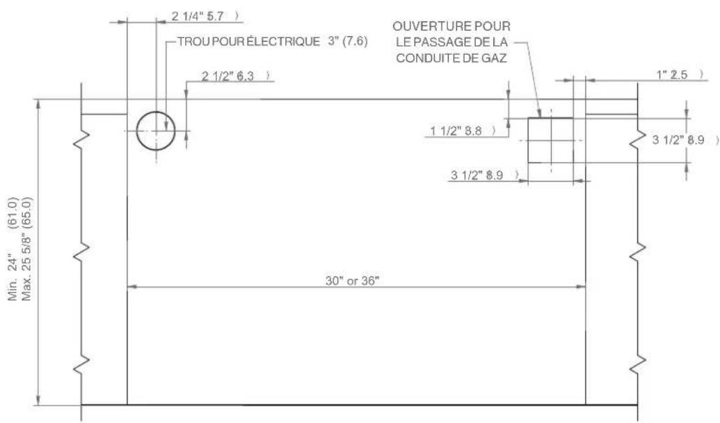 Forza FRT304GN - Installation avec cloison, type 1 (vue en plan) - 1