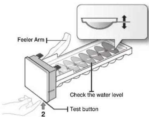 SAMSUNG RS21HFLFH - Check the amount of water supplied to the ice tray. - 2