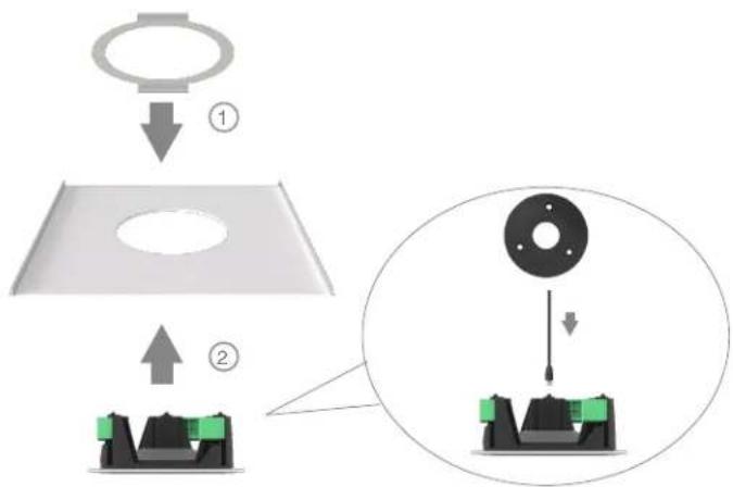 Yealink SkySound CM20 - Método de instalación 1: Use el soporte de fijación del conjunto si el techo - 1