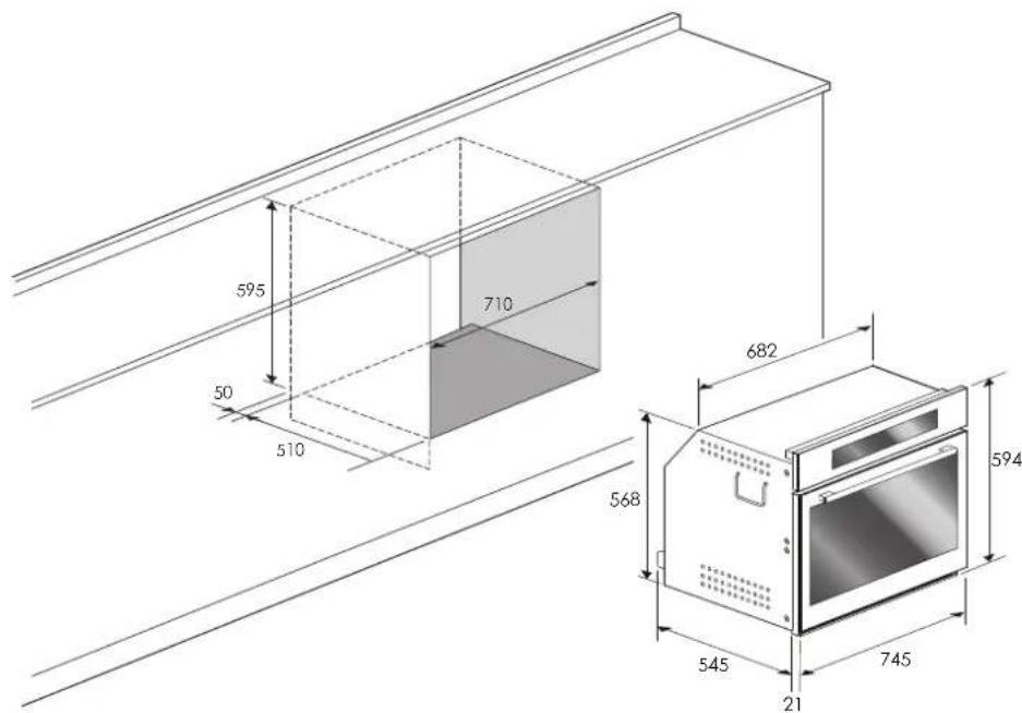 Fulgor Milano FUGMO 7505 MT MBK - Installing the oven in a cabinet - 4