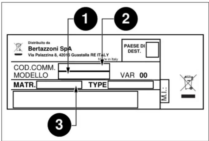BERTAZZONI FMOD4053MLB1 - IDENTIFICATION DE L'APPAREIL - 1