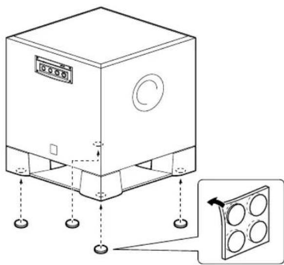 YAMAHA YSTSW215 - Utiliser les tampons anti-dérapage - 1