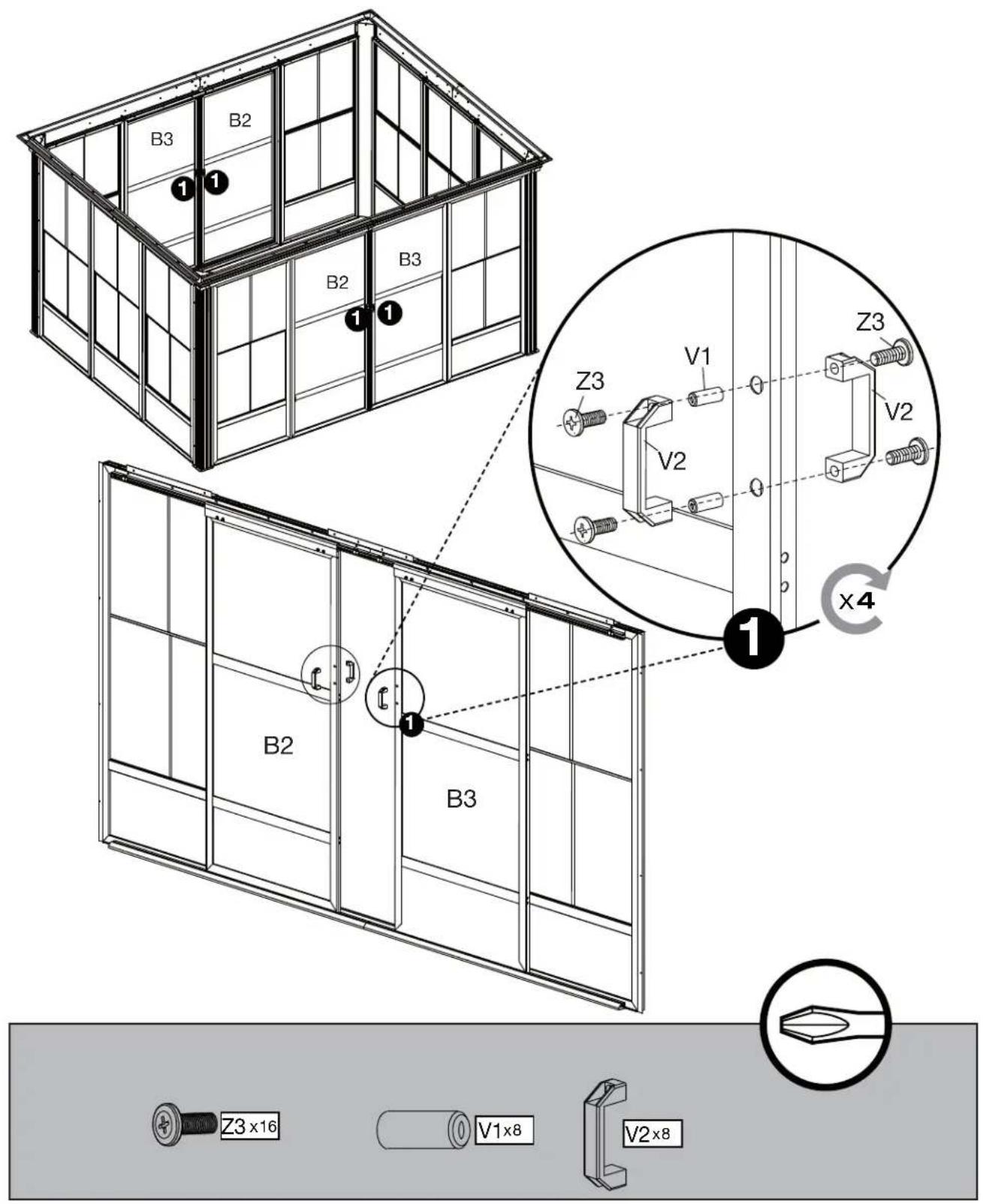 Sojag Kuramo - Assembly Manual / Guide d'assemblage / Manual de ensamblaje / Stampaletmeuer / Montageanleitung - 150