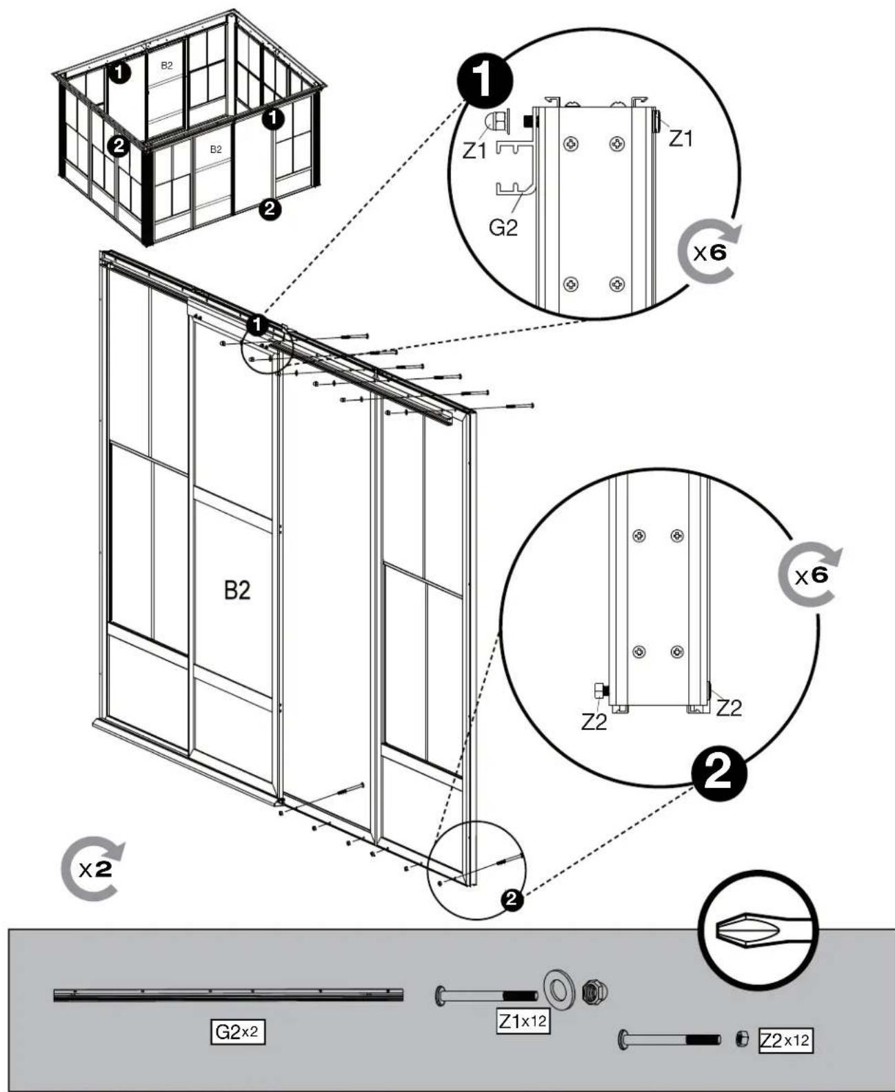 Sojag Kuramo - Assembly Manual / Guide d'assemblage / Manual de ensamblaje / Stampaletmeuer / Montageanleitung - 143