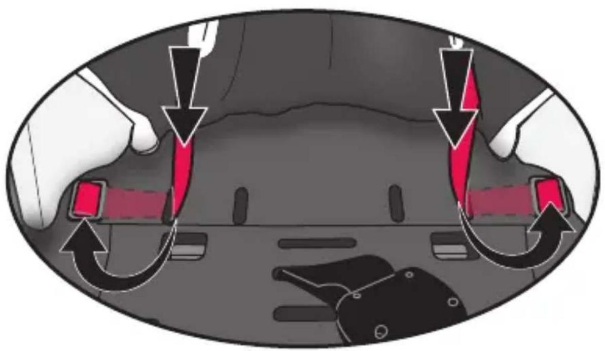 Evenflo LiteMax Sport - Changement de la position de la sangle de la ceinture - 1