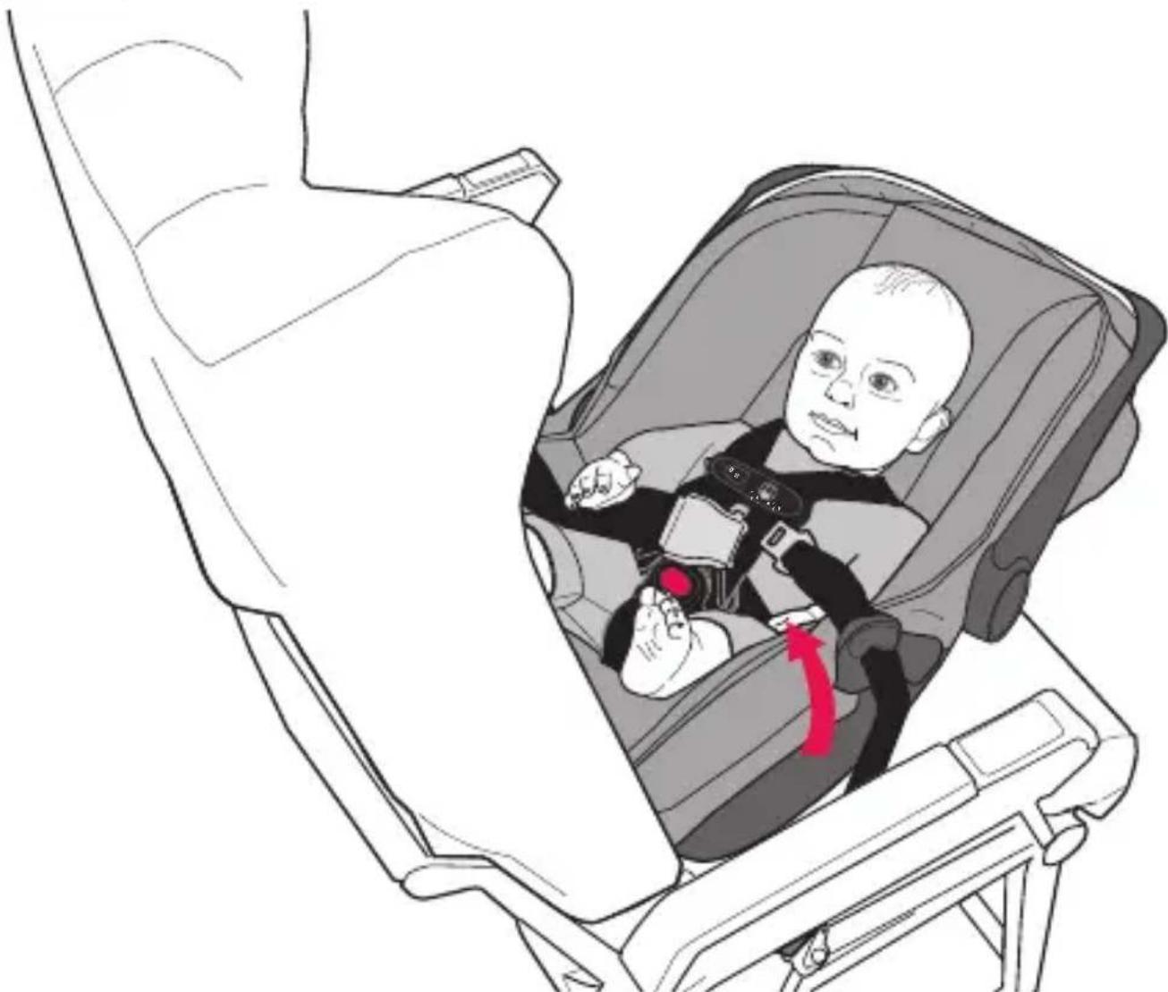 Evenflo LiteMax Sport - Installation du porte-bébé SANS la base Sport à bord d'un avion - 1