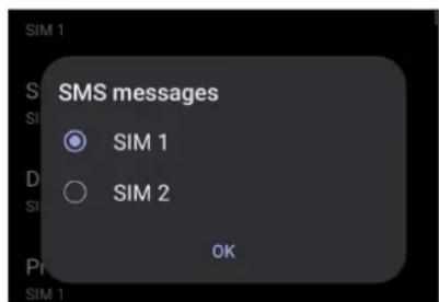 SIM 1 SMS messages SIM 1 SIM 2 OK Pr SIM 1