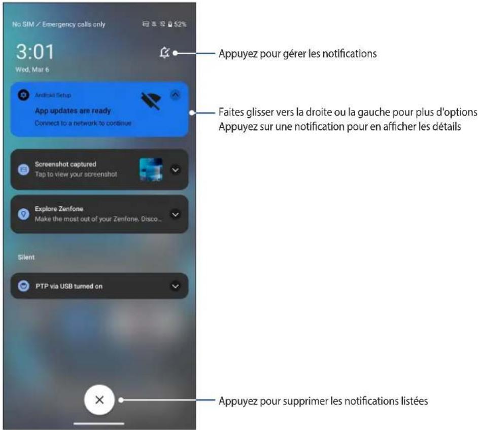 No SIM / Emergency calls only 3:01 Wed, Mar 6 Andrisat Setup App updates are ready Connect to a network to continue Appuyez pour gérer les notifications Faites glisser vers la droite ou la gauche pour plus d'options Appuyez sur une notification pour en afficher les détails Screenshot captured Tap to view your screenshot Explore Zenfone Make the most out of your Zenfone. Disco... Silent PTP via USB turned on Appuyez pour supprimer les notifications listées