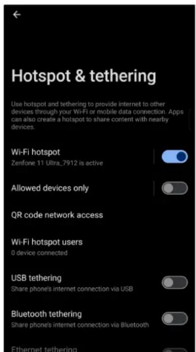 ASUS Zenfone 11 Ultra - Partage de connexion WiFi - 1