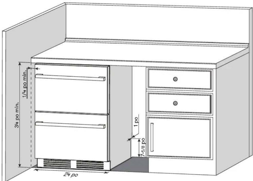 Zephyr PRRD24C2ASOD - Espace libre requis pour l'installation - 1