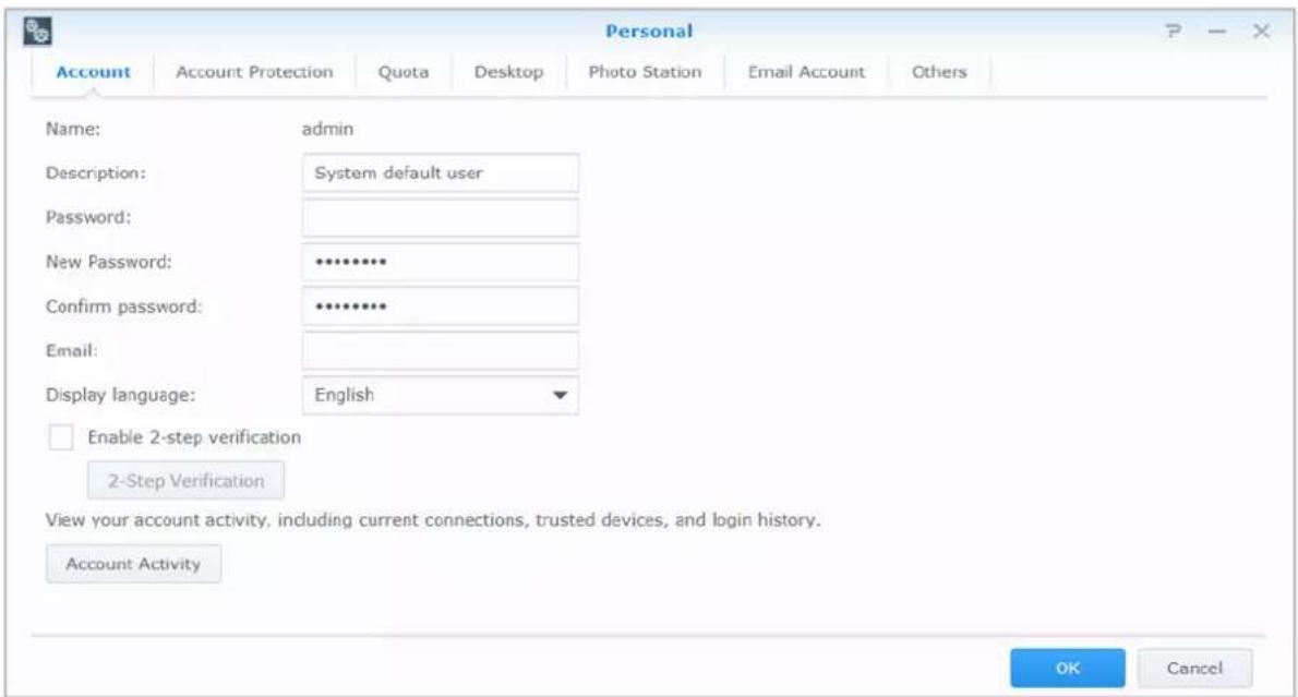 SYNOLOGY DiskStation DS720+ - Pour gérer les paramètres personnels : - 1
