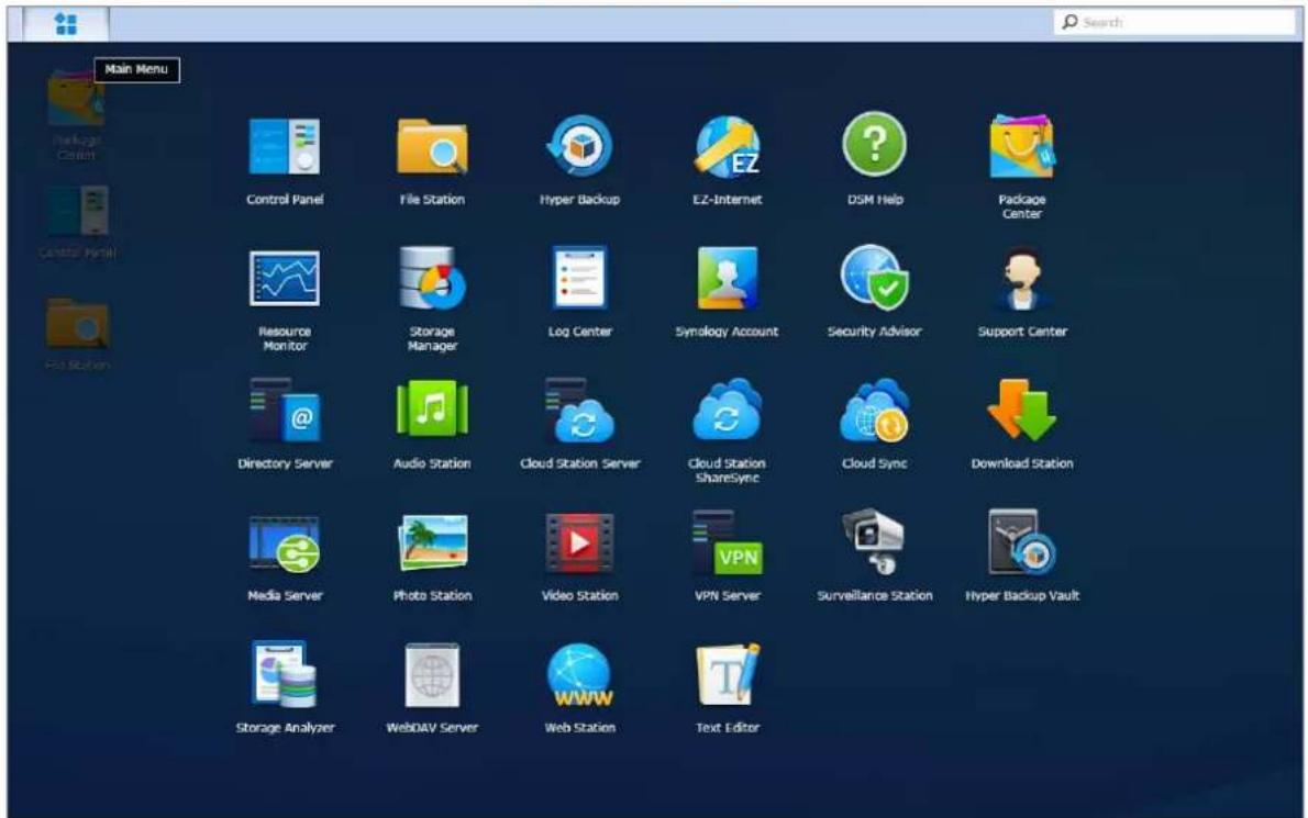 SYNOLOGY DiskStation DS720+ - Ouvrir les applications et les paquets avec le menu principal - 1