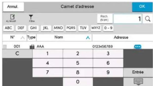 OLIVETTI dCopia 4523MFplus - Exemple: Recherche d'un numero d'adresse - 3