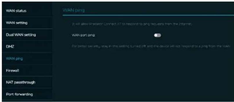 ACER Predator Connect X7 - Ping WAN - 1