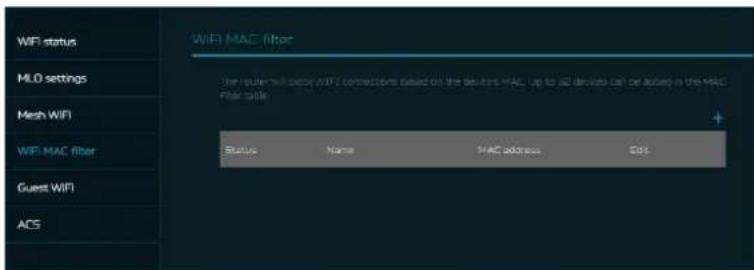 ACER Predator Connect X7 - Filtre MAC Wi-Fi - 1