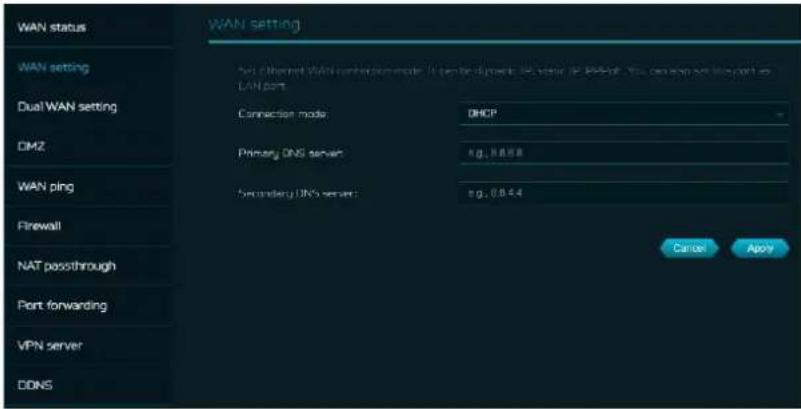 ACER Predator Connect X7 - Paramètres WAN - 1