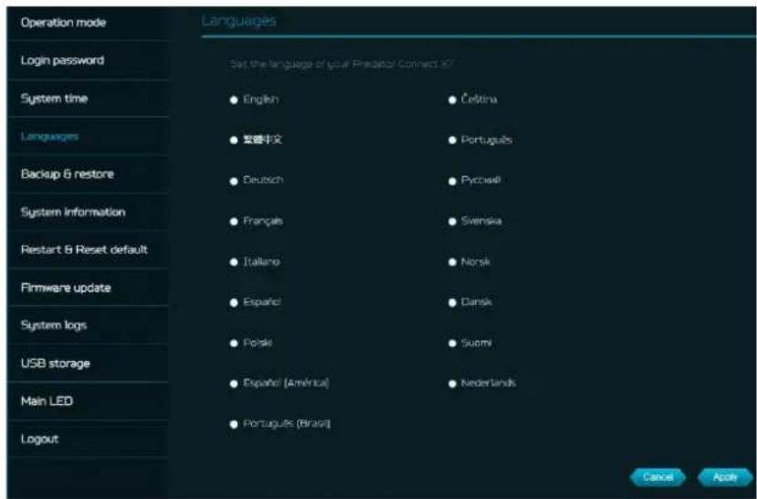 ACER Predator Connect X7 - langues - 1