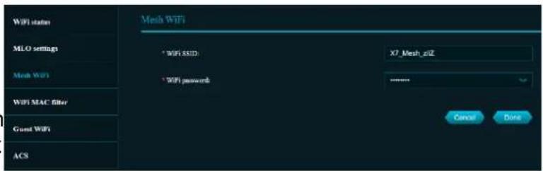 ACER Predator Connect X7 - Wi-Fi maille (en mode maille) Cet onglet fournit des informations sur le SSID et le mot de passer du Wi-Fi maille. - 1