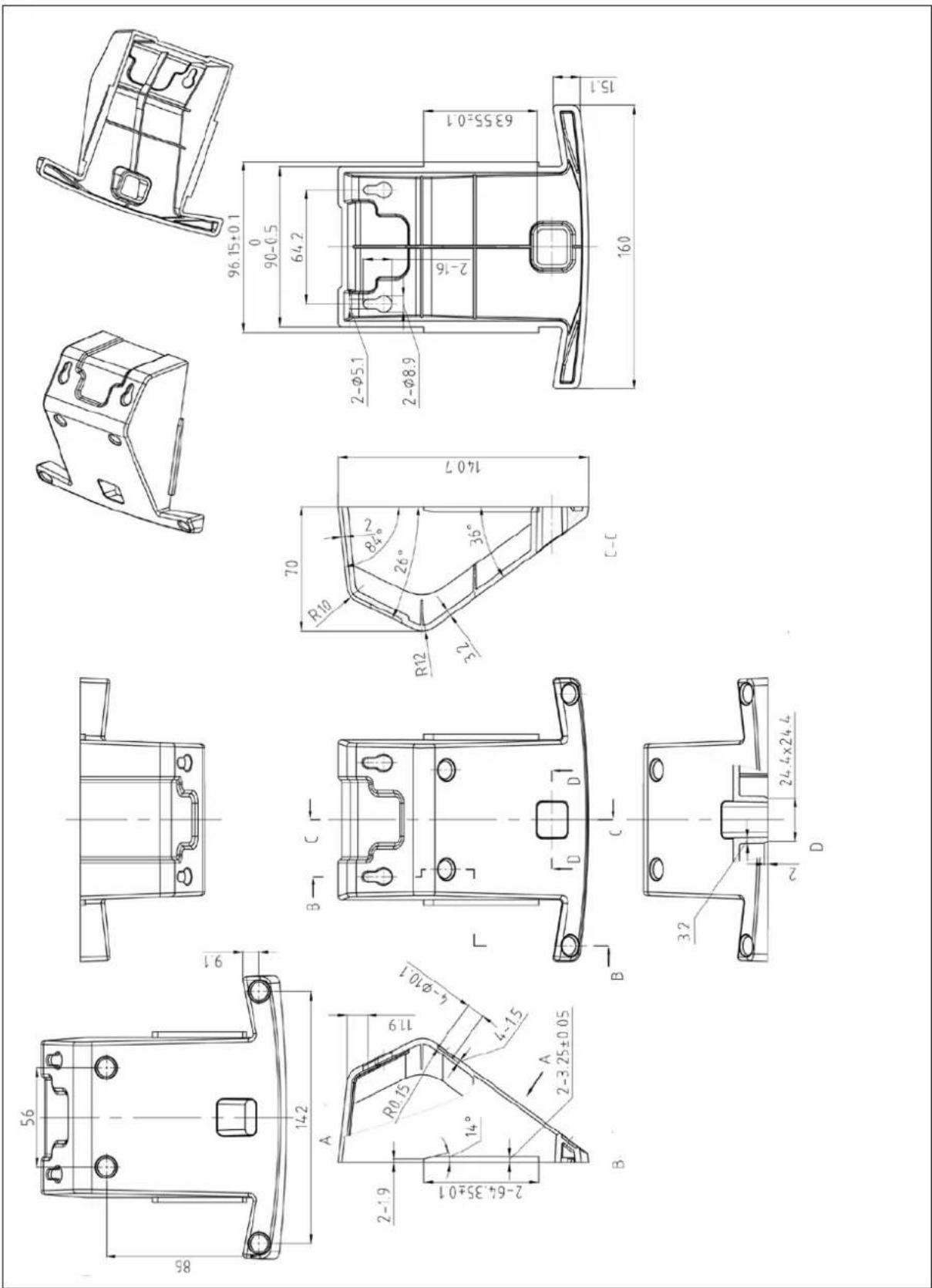 Kern BFB 600K1AM - Dimensions Support base / wall bracket - 1