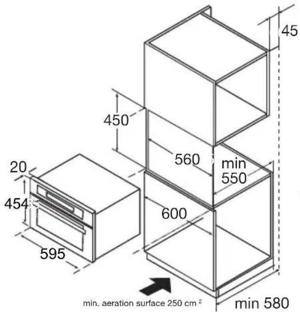 HOOVER HMG440C3H - Asennusaukon mitat: - 1