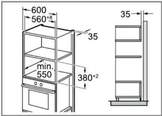 SIEMENS BE555LMB1 - Cotes d'encombrement dans le placard vertical - 1