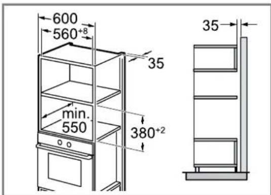 SIEMENS BE555LMB1 - Einbaumaße im Hochschrank - 1