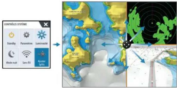 SIMRAD IDS - Ajustement du fractionnement dans les pages à plusieurs fenêtres - 1