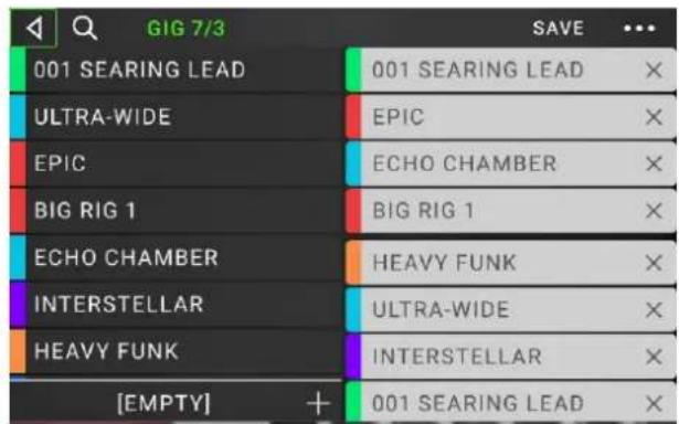 HeadRush Pedalboard - Pour creer une setlist : - 1