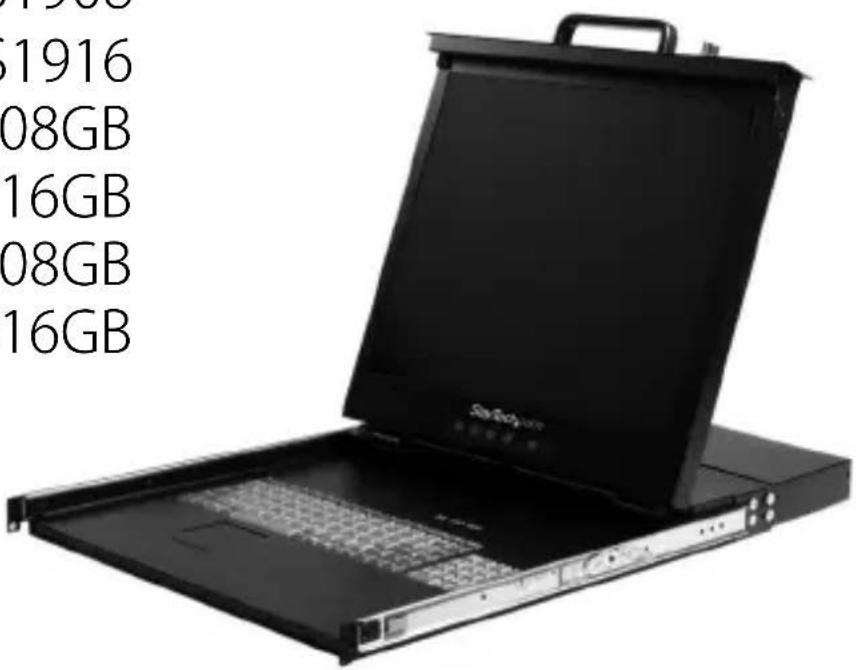 StarTech.com RACKCONS1716 - 8&16ボーツKVMスイチ搭載1U 奥行き17インチ&19インチ ラックマウnt型LCDル - 1