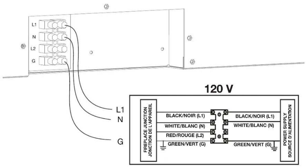 Napoleon Astound FlexMount NEFL50AB - 120 V hard-wiring installation. - 1
