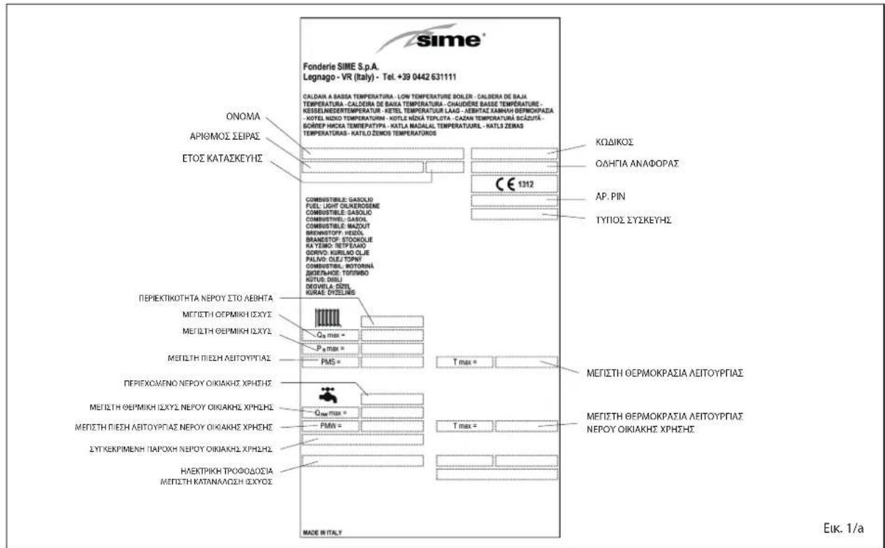 SIME Estelle HE B4 INOX ErP - Πινακίδα τεχνικών δεδομένων (εικ. 1/α) - 1