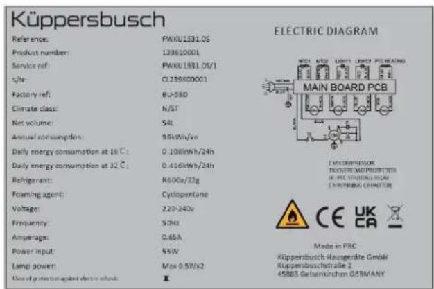 Küppersbusch FKWU1531.0S - PLAQUE SIGNALÉTIQUE - 1