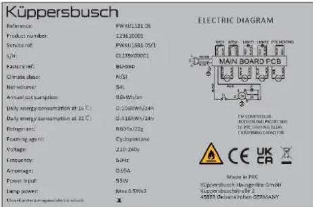 Küppersbusch FKWU1531.0S - TECHNISCHE DATEN - 1
