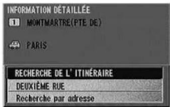 ALPINE NVDV001 - L'écran d'informations détaillées apparaît. si les informations sont correctes, sélectionnez "recherche de l'itinéraire" et appuyez sur ENTER. - 1