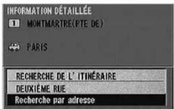 ALPINE NVDV001 - L'écran d'informations détaillées apparaît. si les informations sont correctes, sélectionnez "recherche de l'itinéraire" et appuyez sur ENTER. - 3