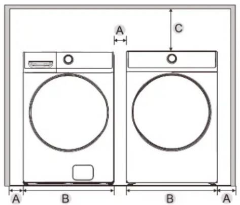 KENMORE 82282 - Las distacias minimas entre el secador y las paredes adyacentes u otheras superficies son las siguientes: - 1