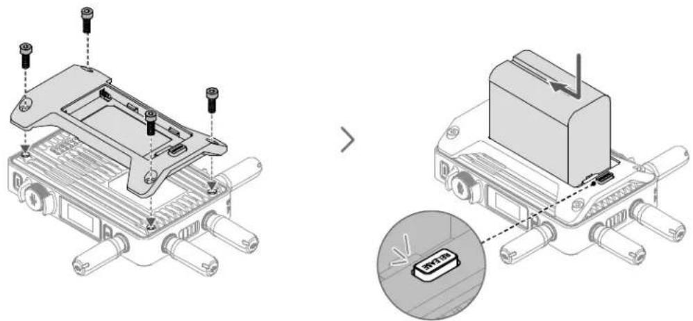 DJI Video Transmitter - 安装 NP-F 系列电池 - 1