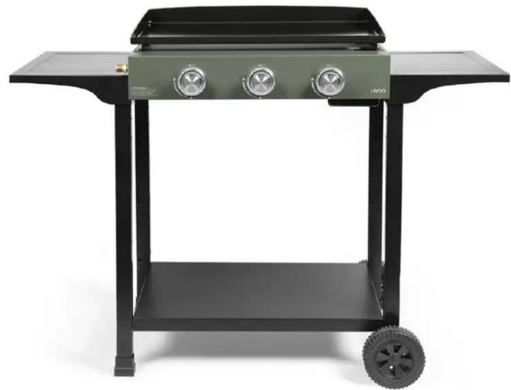 LIVOO DOC326 - Plancha gaz 3 brûleurs sur chariot - 1