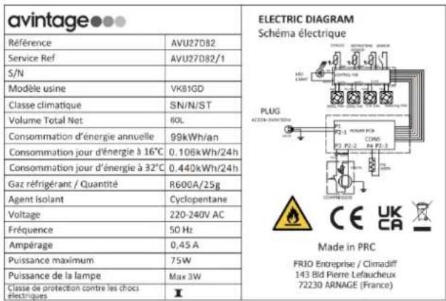 AVINTAGE AVU27D82 - EPREL - 1