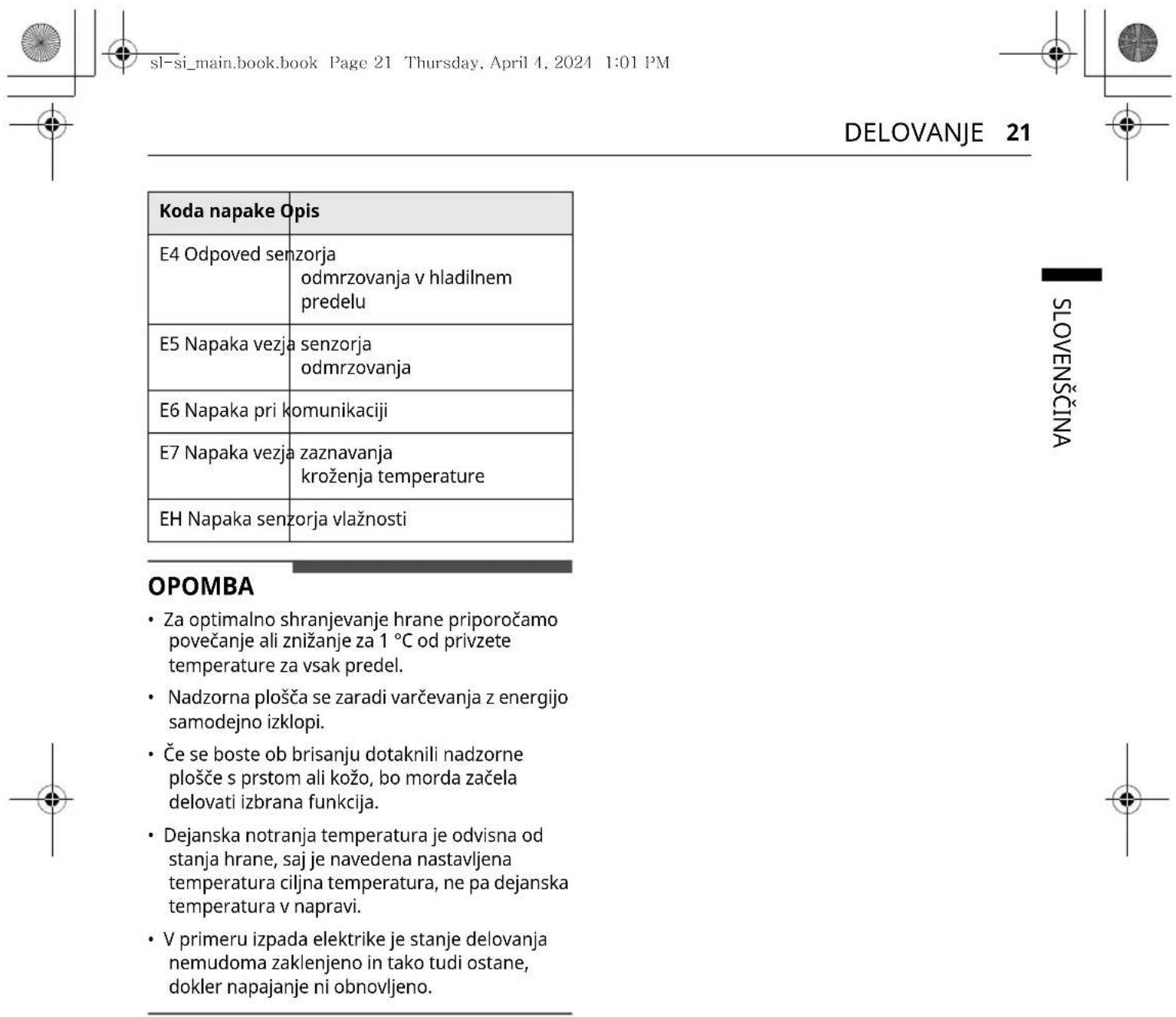LG GMM41MSBEM - Indikacija napake - 1