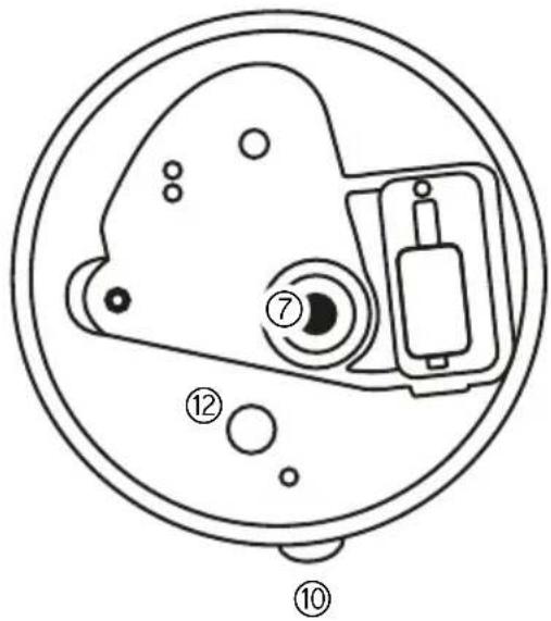 Technical diagram of a mechanical device with numbered components, likely a valve or pump assembly.