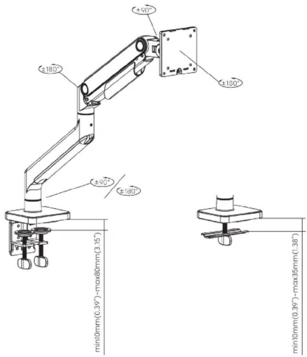 StarTech.com H1M1AG1MONITORARM - Product Diagrams - 6