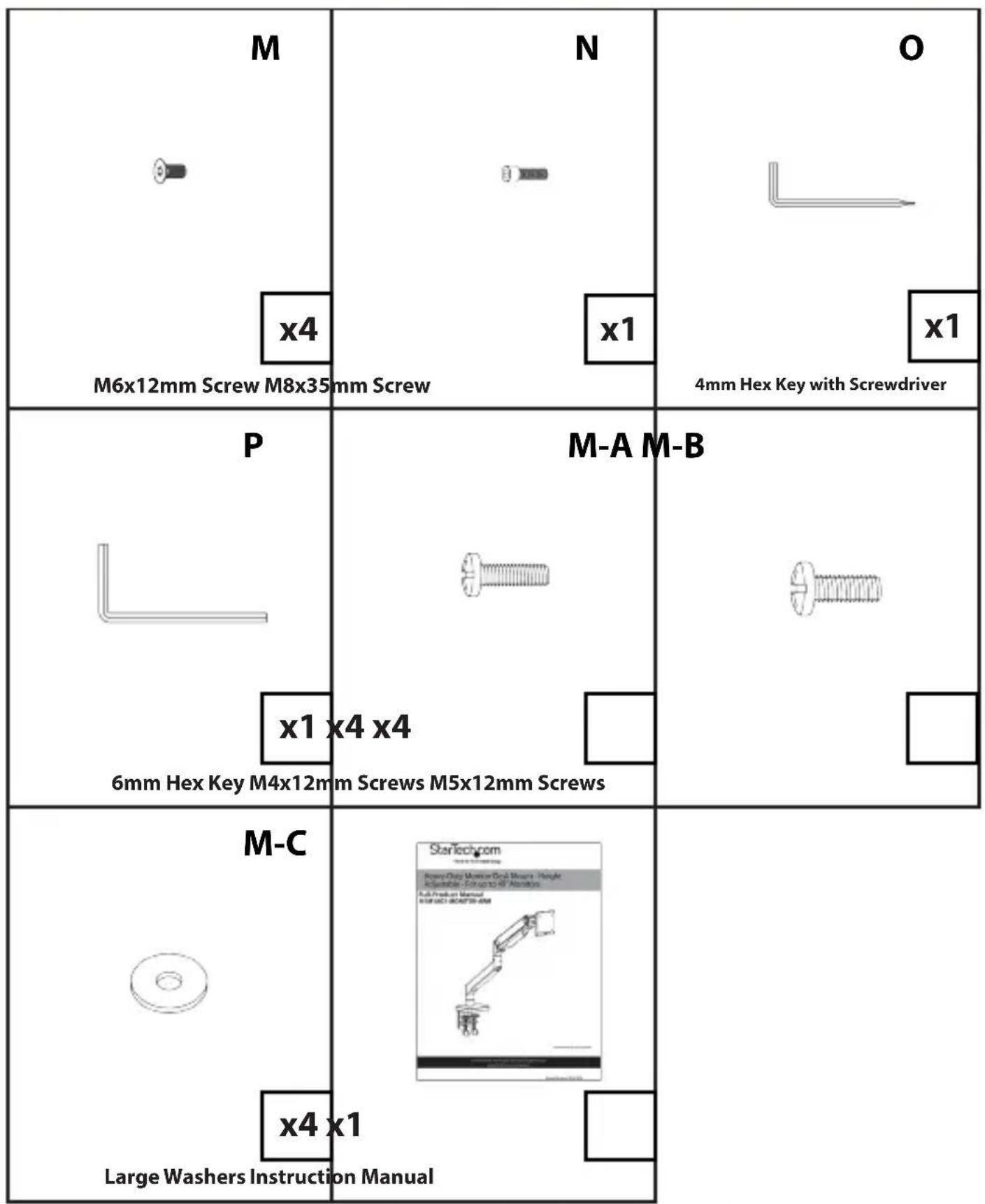 StarTech.com H1M1AG1MONITORARM - Package Contents - 2